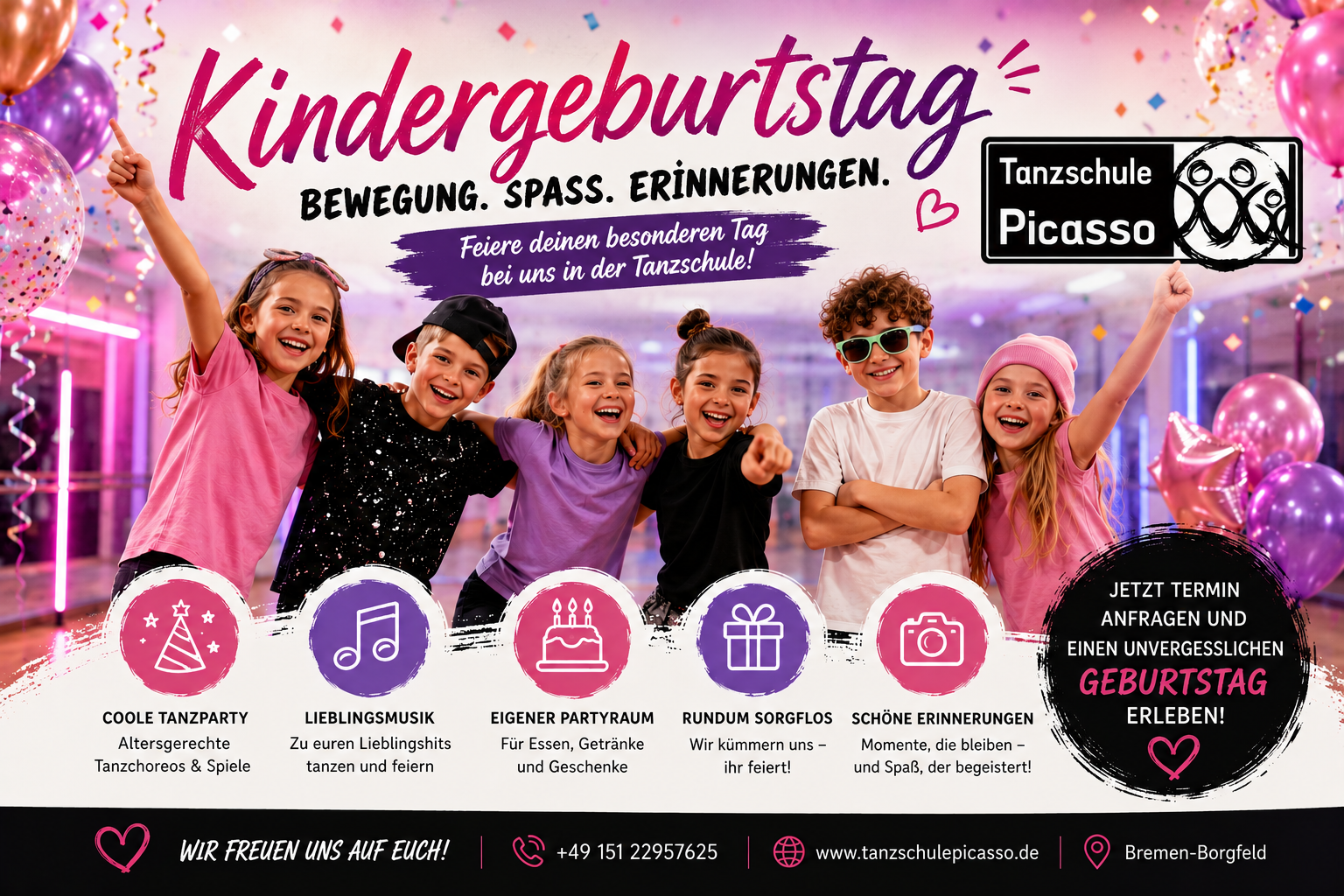 Kindergeburtstag in der Tanzschule Picasso in Bremen - Borgfeld